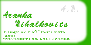 aranka mihalkovits business card